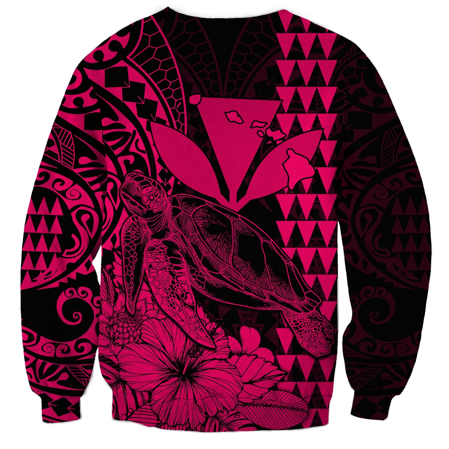 Kakau Polynesian Tribal Hawaiian Turtle with Kanaka Maoli Pink Sweatshirt