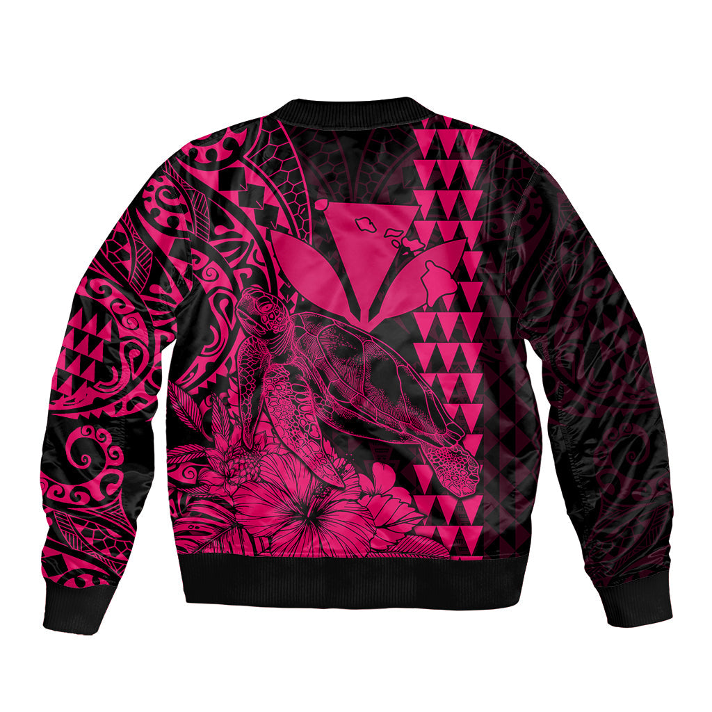 Kakau Polynesian Tribal Hawaiian Turtle with Kanaka Maoli Pink Bomber Jacket