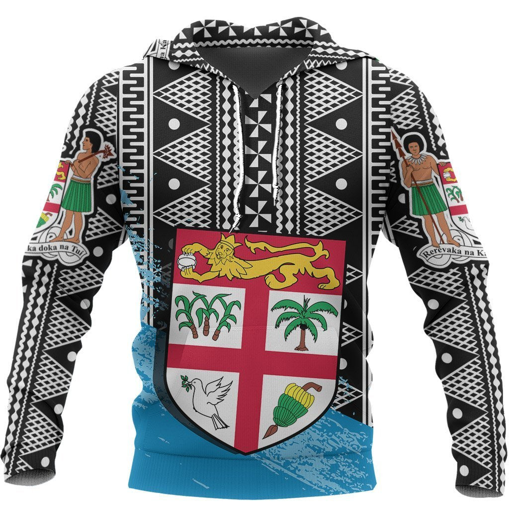 Fiji Tapa Hoodie Fiji Flag Coat Of Arms Special A7