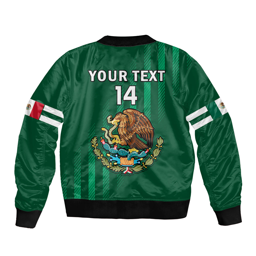 (Custom Text And Number) Mexico 2023 Baseball Mix Coat Of Arms Sleeve Zip Bomber Jacket