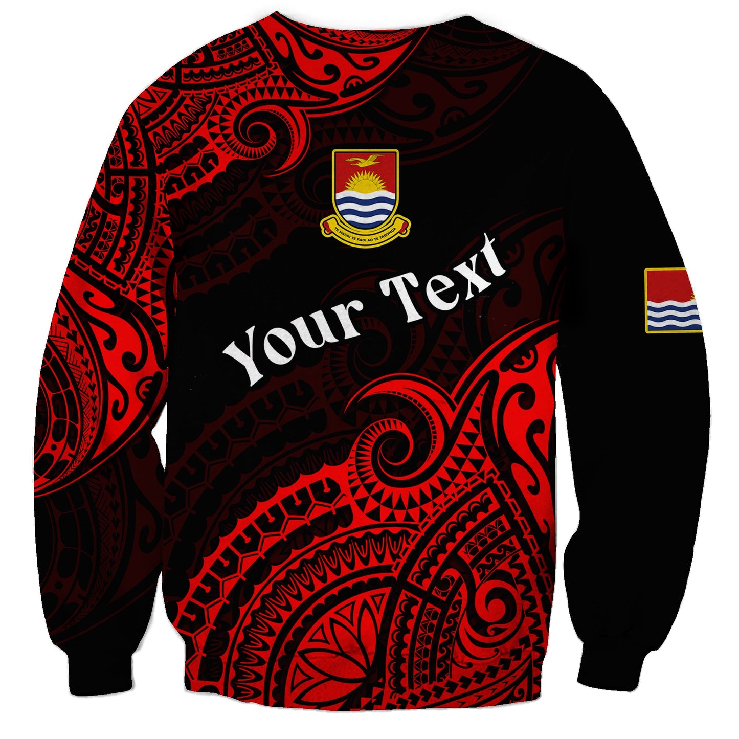 Custom Personalised Ribaberiki Kiribati Coat Of Arms Mix Red Polynesian Sweatshirt