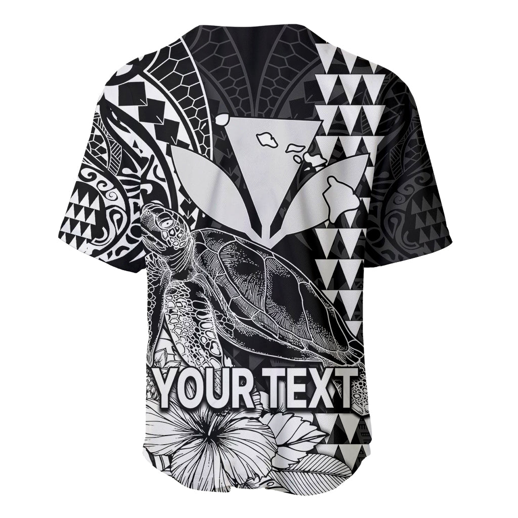 (Custom Personalised) Kakau Polynesian Tribal Hawaiian Turtle with Kanaka Maoli Black Baseball Jersey