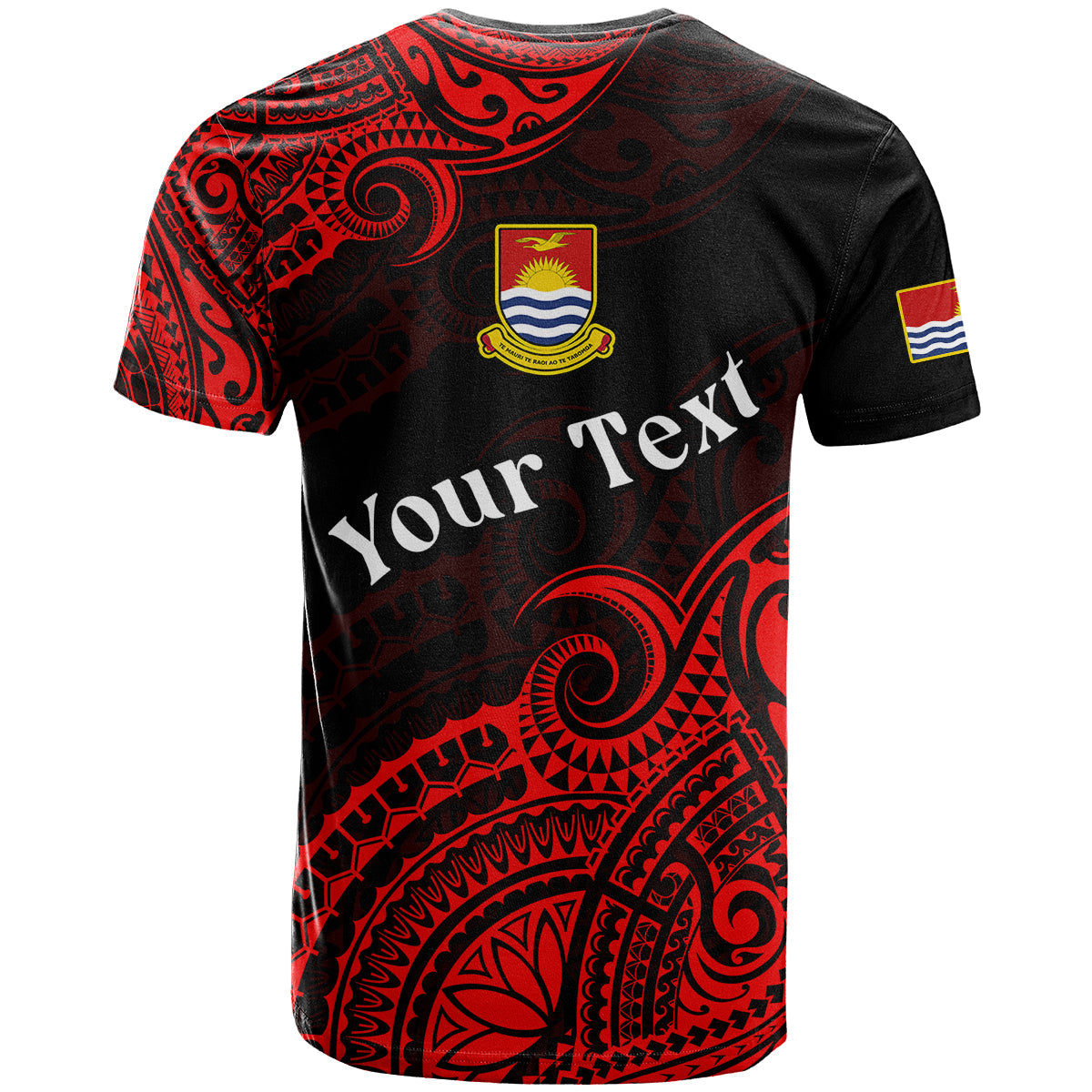 (Custom Personalised) Ribaberiki Kiribati Coat Of Arms Mix Red Polynesian T Shirt