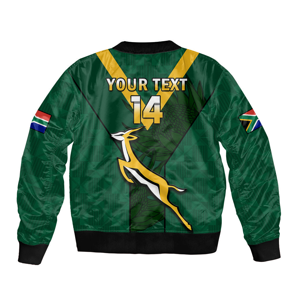 (Custom Text And Number) South Africa Rugby Go Blitzboks Sevens Sleeve Zip Bomber Jacket