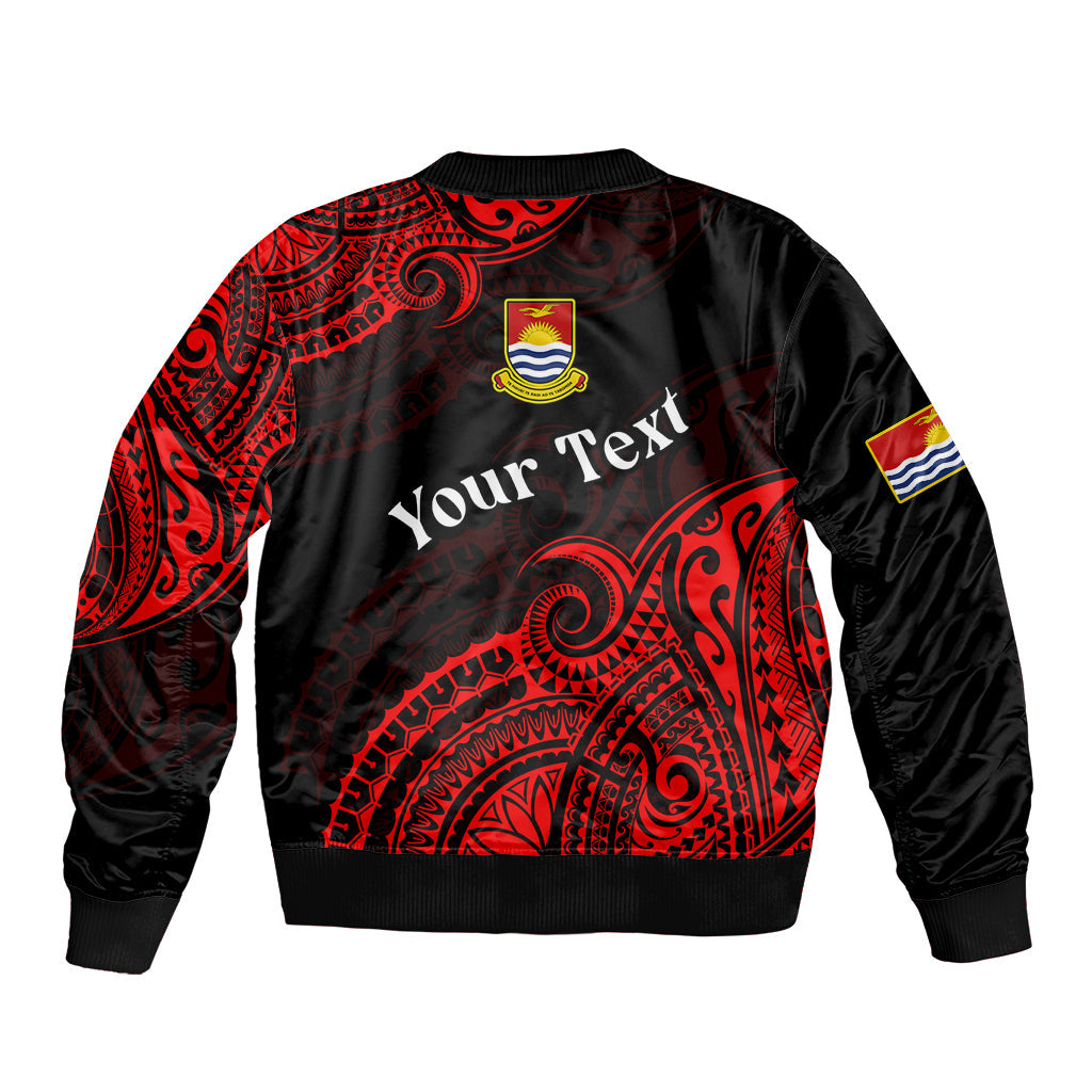 (Custom Personalised) Ribaberiki Kiribati Coat Of Arms Mix Red Polynesian Bomber Jacket