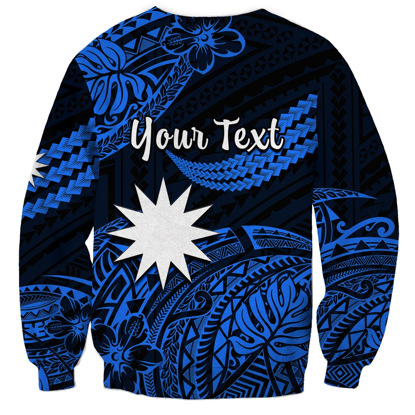 Custom Personalised Nauru Polynesian Hibiscus Naoero Blue Sweatshirt