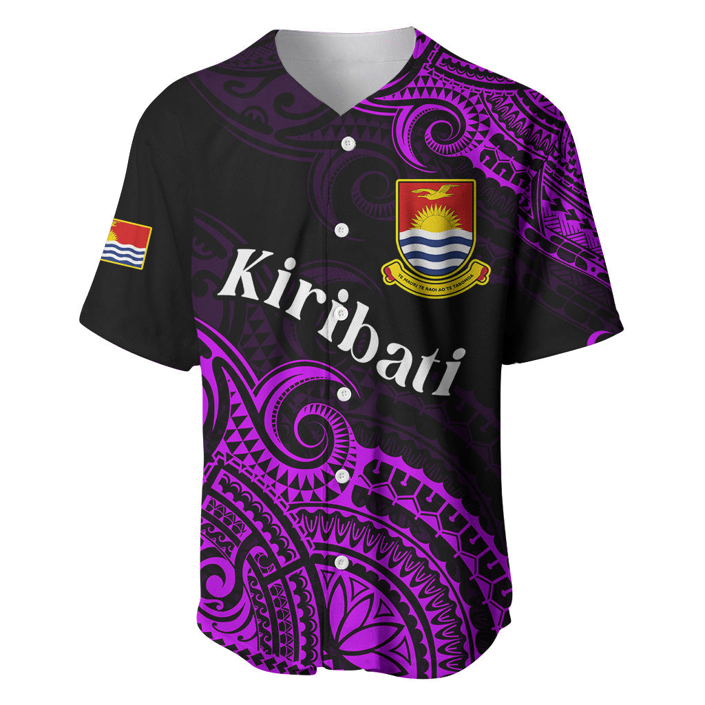 (Custom Personalised) Ribaberiki Kiribati Coat Of Arms Mix Purple Polynesian Baseball Jersey
