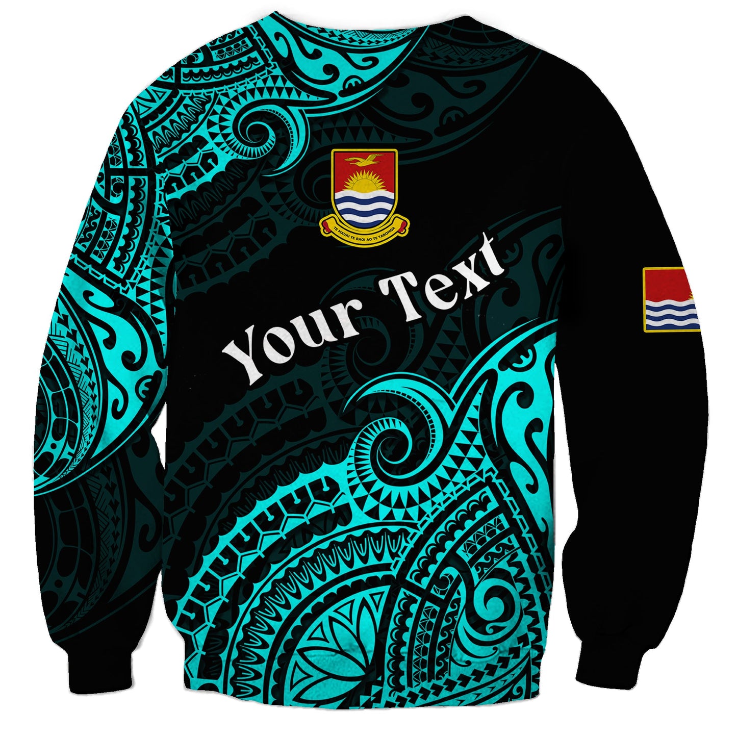 Custom Personalised Ribaberiki Kiribati Coat Of Arms Mix Cyan Polynesian Sweatshirt