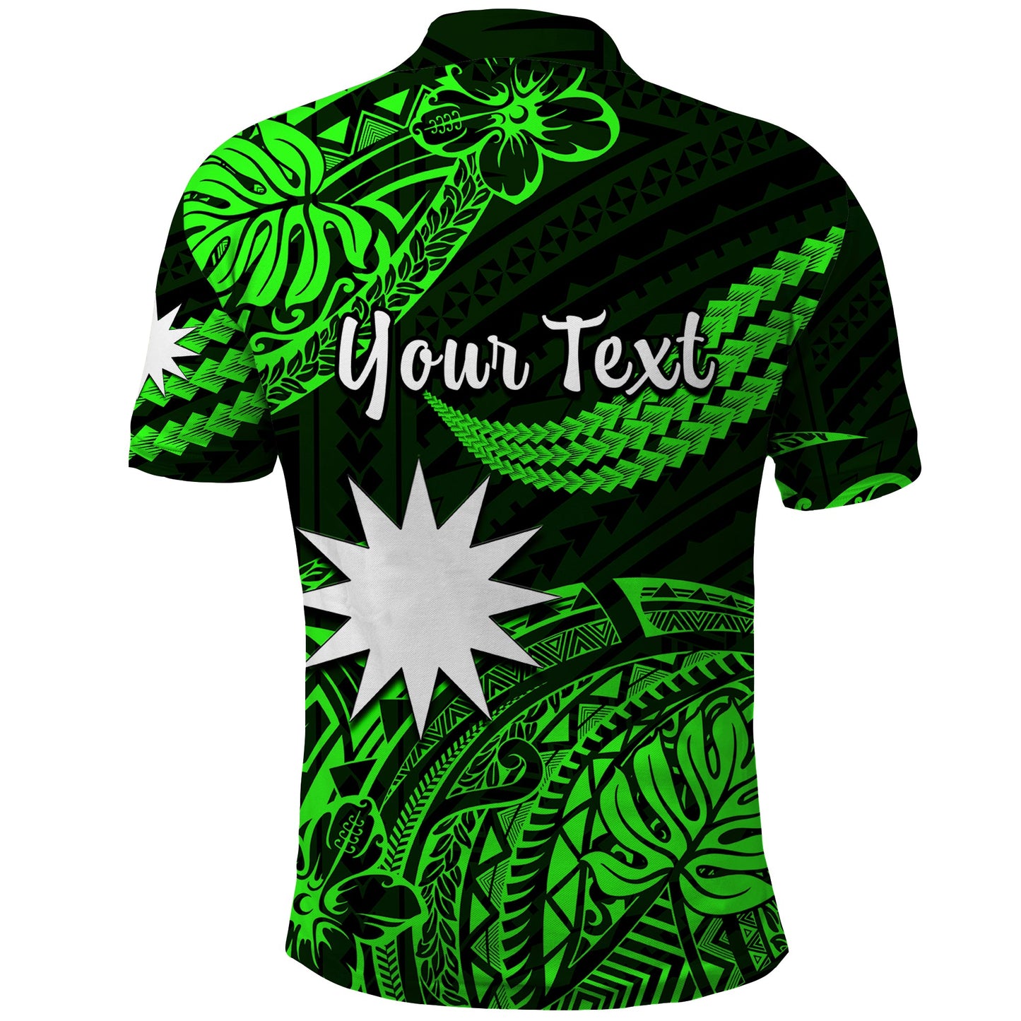 Custom Personalised Nauru Polynesian Hibiscus Naoero Green Polo Shirt