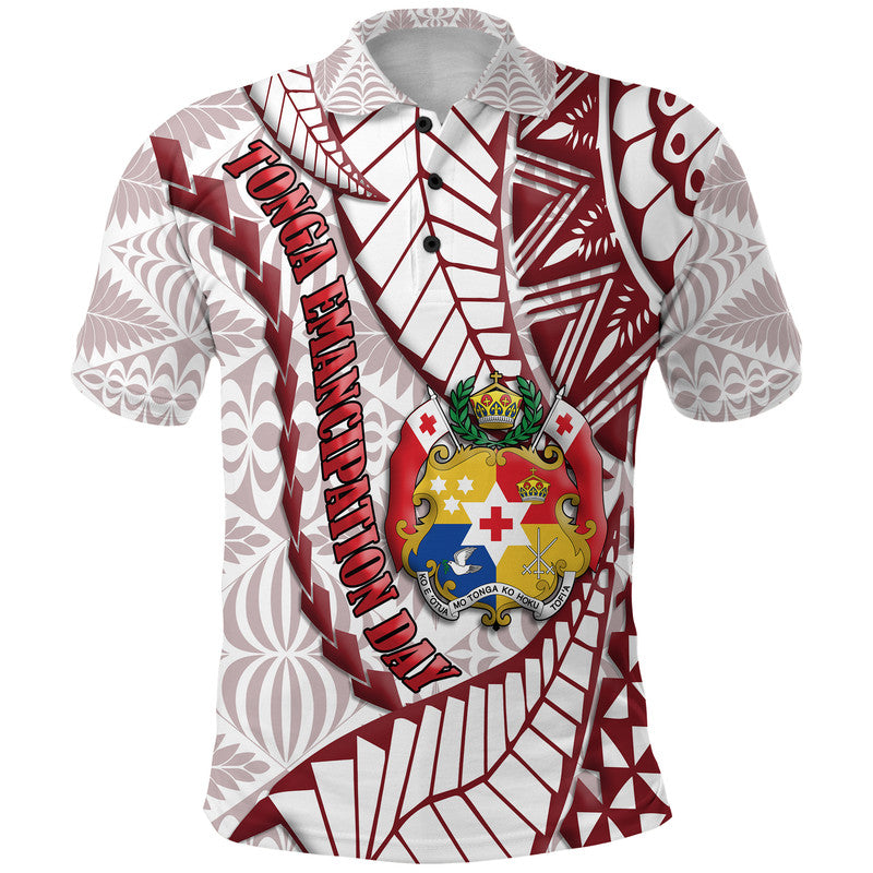 Tonga Emancipation Day Polo Shirt Kupesi Pattern No.2 White