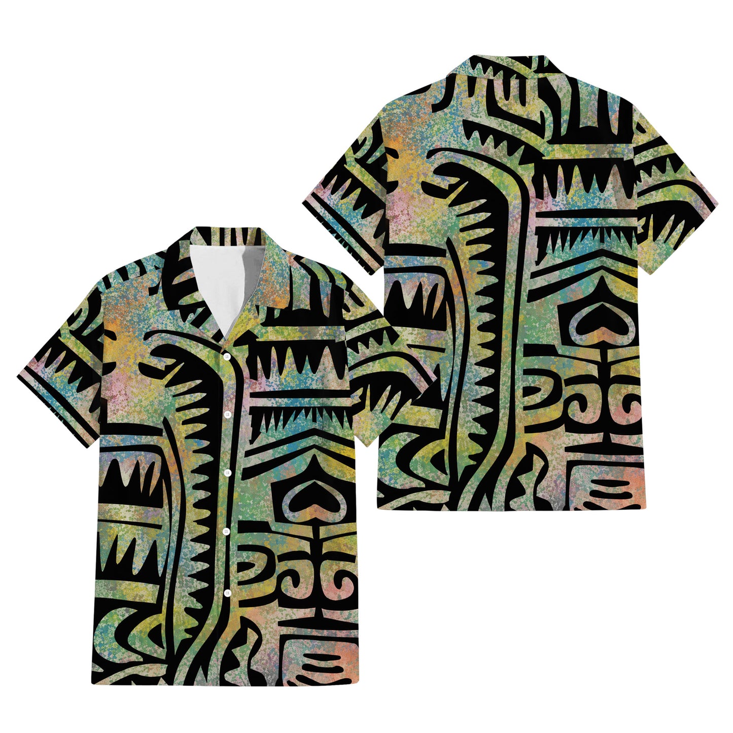 Vintage Polynesian Tribal Pattern Couple Outfit Matching Island Dress And Hawaiian Shirt For Her Him