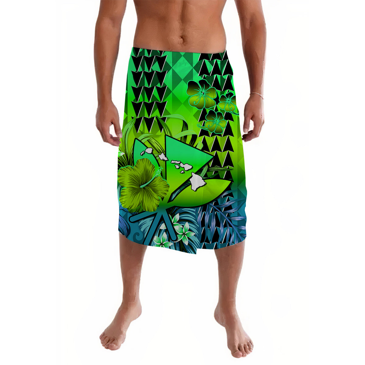 Hawaii Flowers Lavalava Green Tribal Pattern Hawaiian