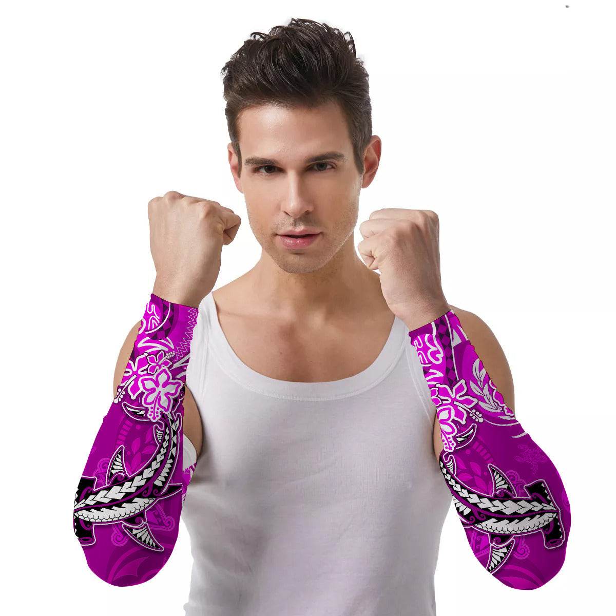 Arm Sleeves (Set of Two) Hawaii Polynesia Sea Turtle Honu and Hammerhead Shark Ver.04