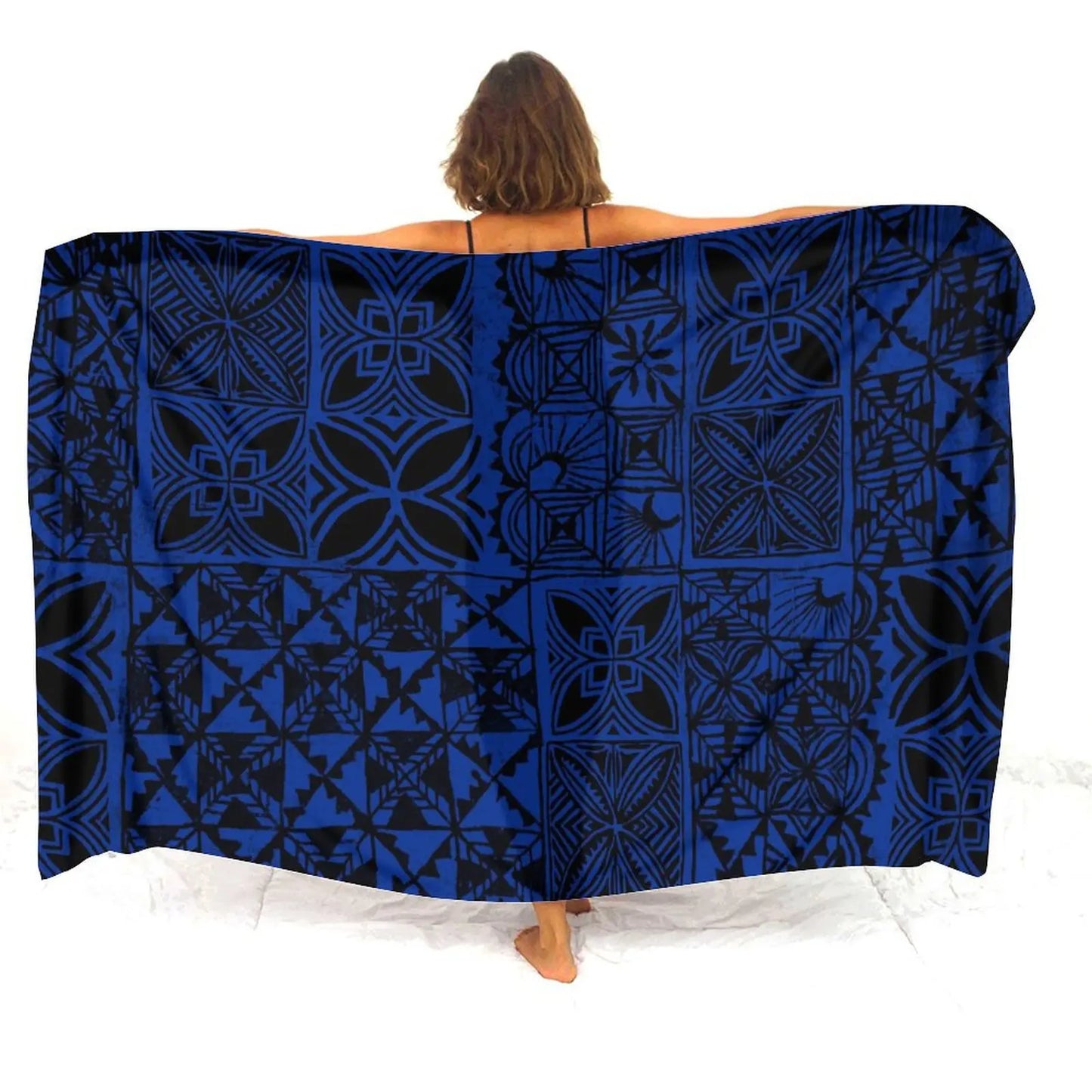 Blue Polynesian Women'S Sarong Apron Polynesian Tribal Geometric Pattern Sarong Beach For Her
