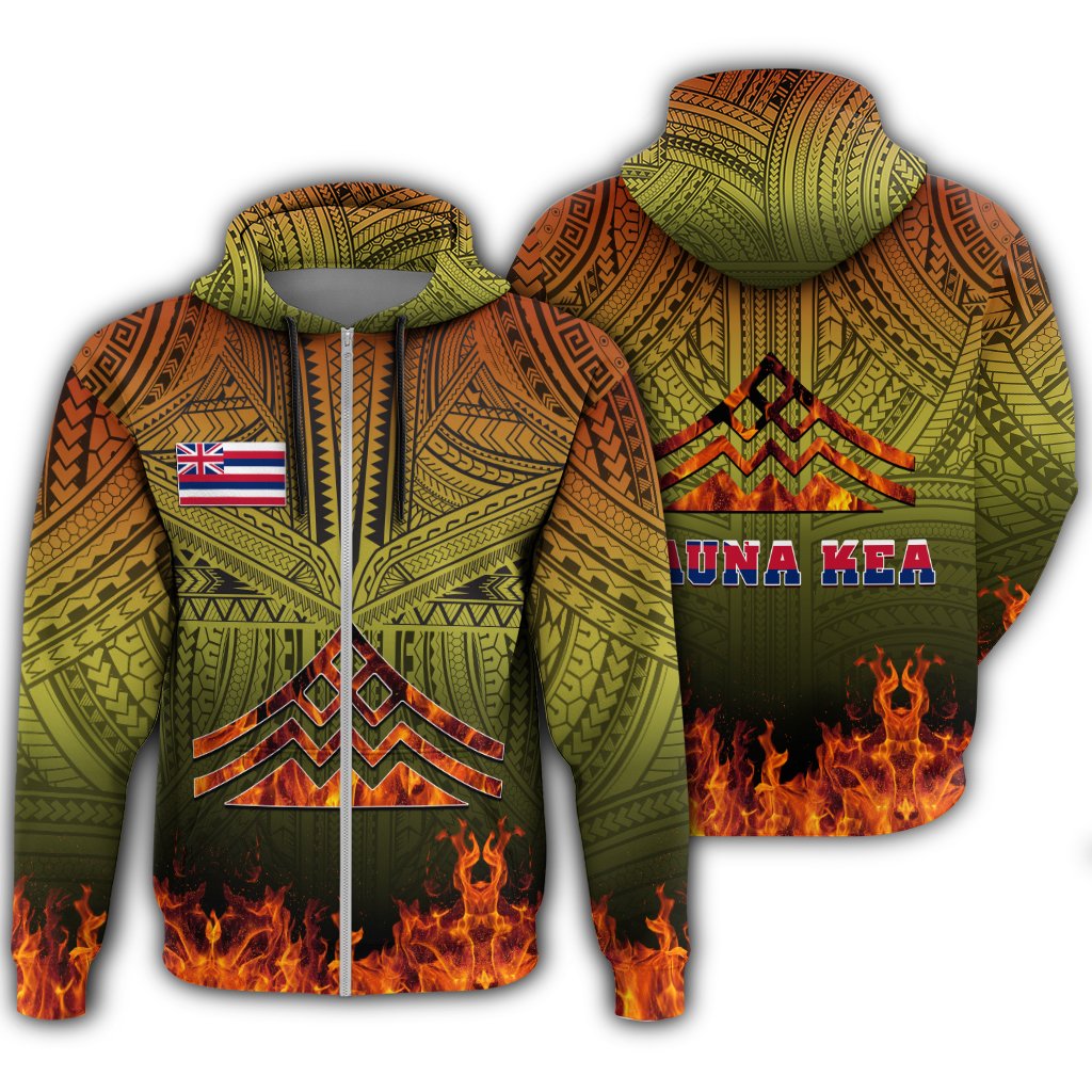 Hawaiian Polynesian Mauna Kea Fire Zipper Hoodie Burn Style AH