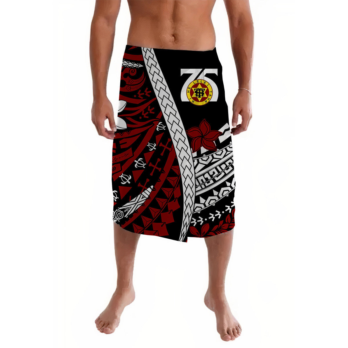 Tonga High School 75th Anniversary Lavalava Black Polynesian Minimalist Style