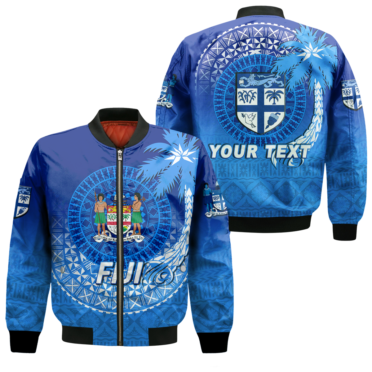 (Custom Personalised) Fiji Tapa Tribal Coconut Tree Bomber Jacket