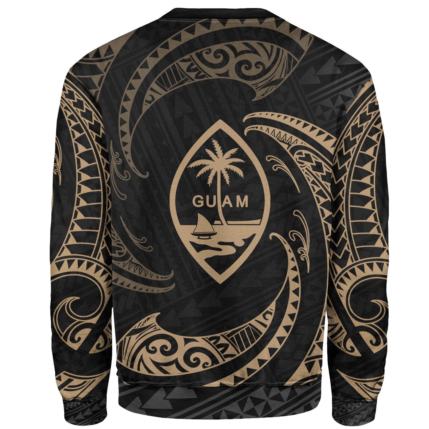 Guam Polynesian Sweater Gold Tribal Wave