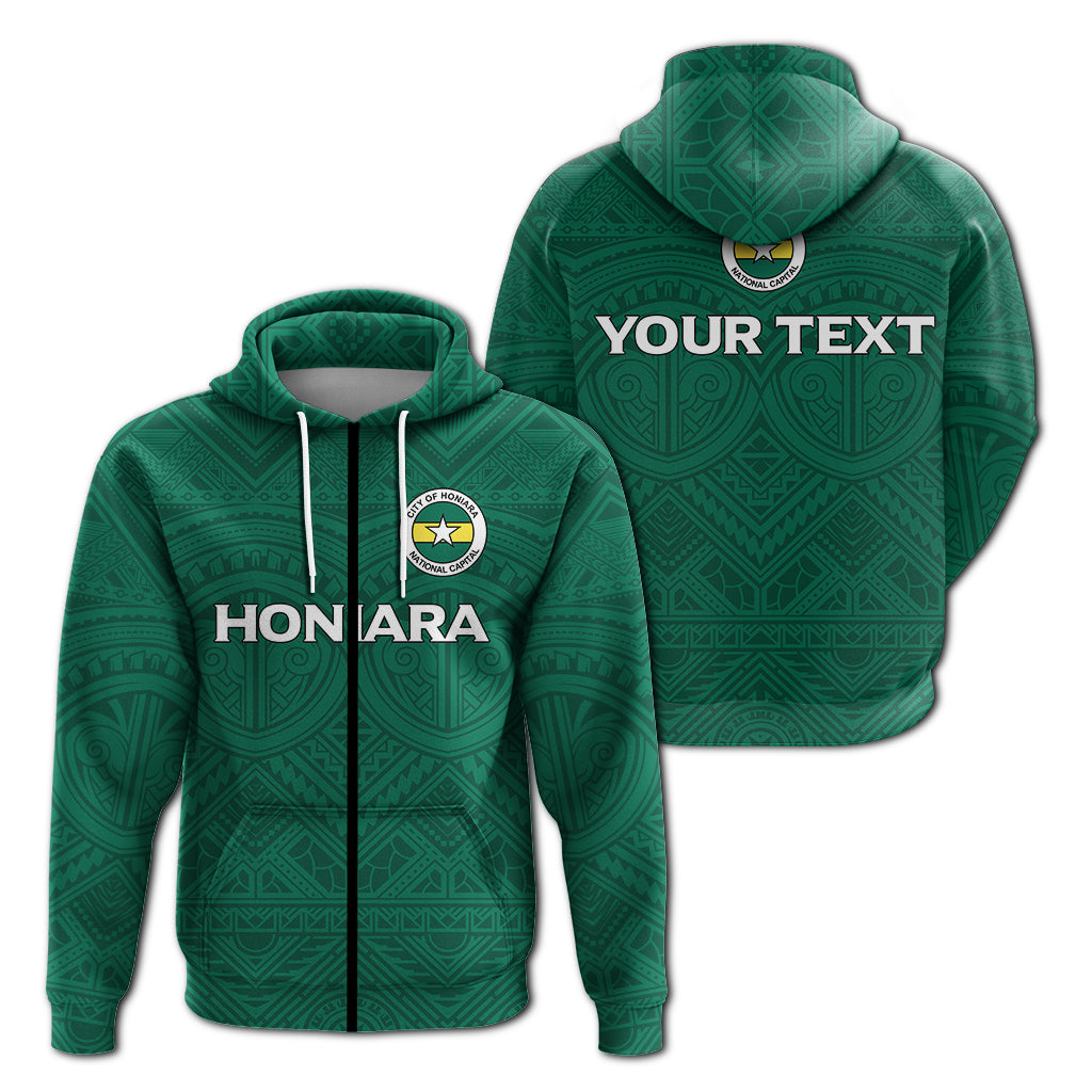 ( Personalised) Solomon Islands Honiara Zip Hoodie Tribal Pattern