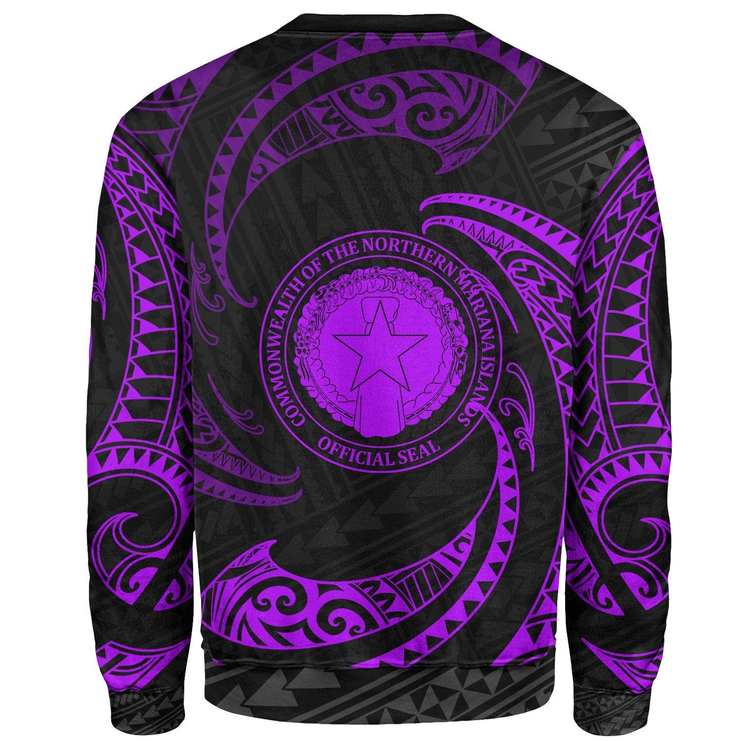 Northern Mariana Islands Polynesian Sweater Purple Tribal Wave