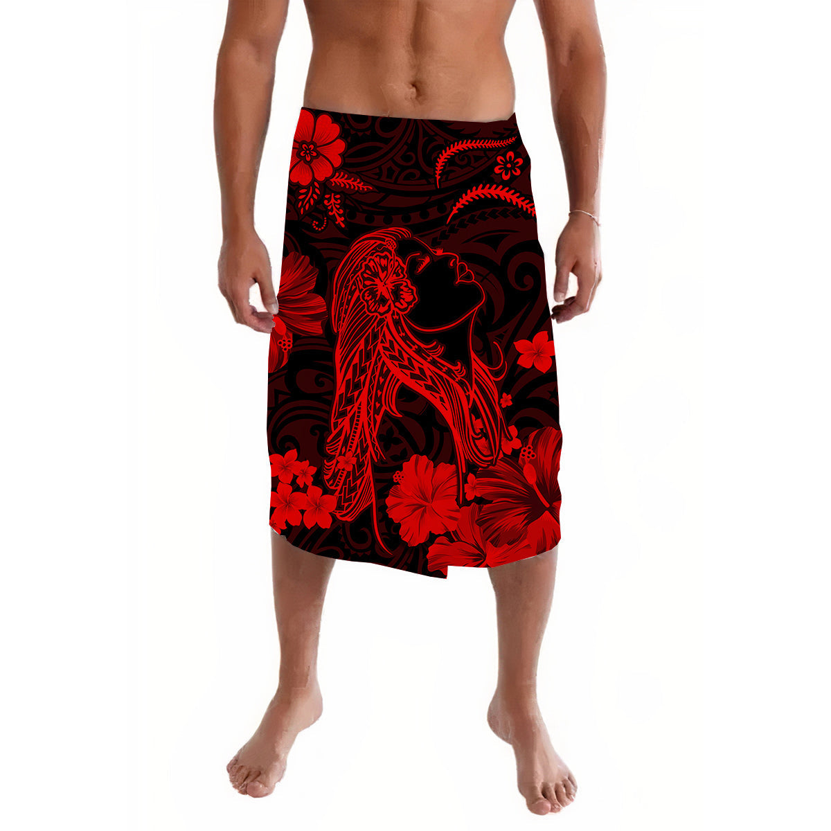 Hawaii Lavalava Polynesia Red Beautiful Hula Girl