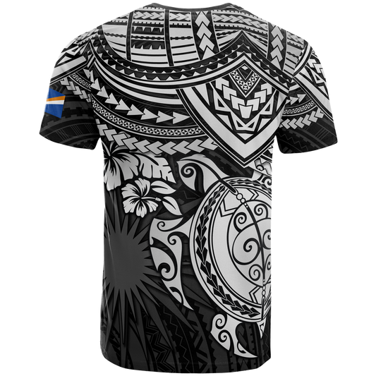 Marshall Islands Polynesian T Shirt Marshall Islands Flag White Turtle Hibiscus