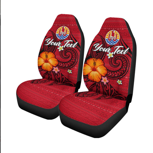 (Custom Personalised) Tahiti Maohi Car Seat Covers Hibiscus With Tribal