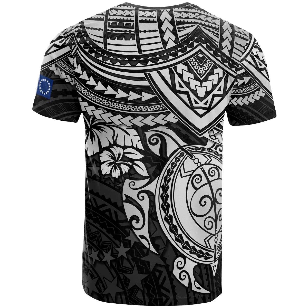 Cook Islands Polynesian T Shirt Cook Islands Flag White Turtle Hibiscus