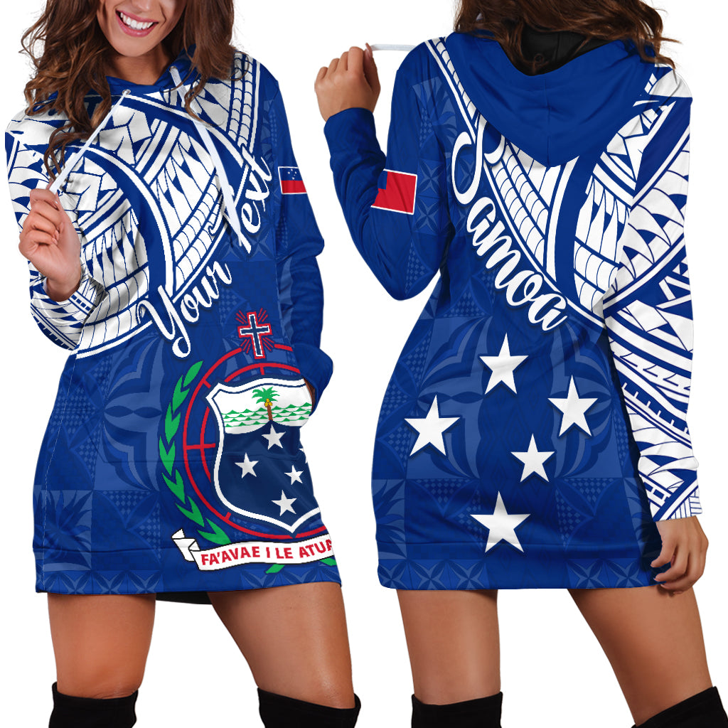 Custom Personalised Samoa Siapo Hoodie Dress Sporty Mix Barkcloth Panel