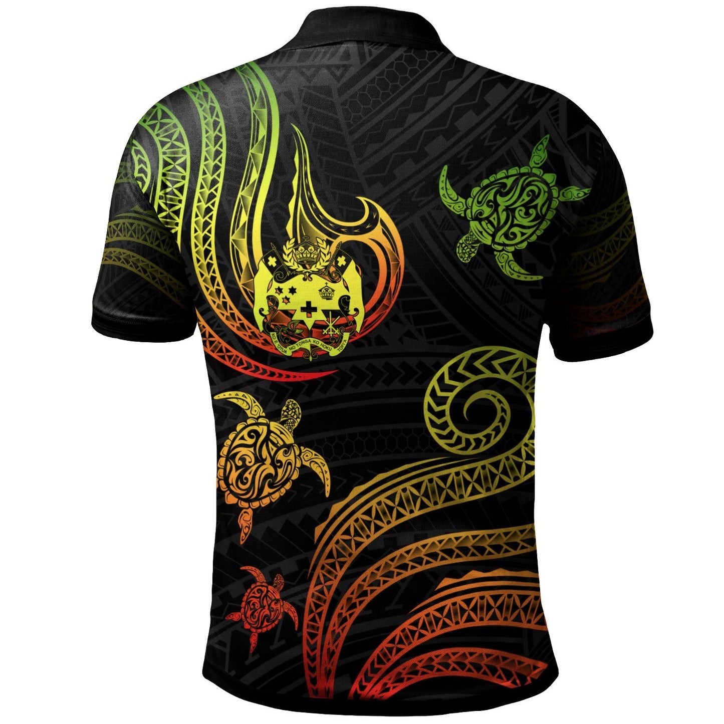 Tonga Personalised Custom Polo Shirt - Polynesian Turtle With Pattern Reggae