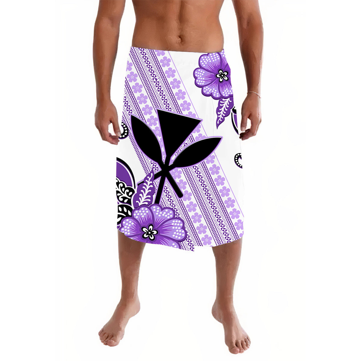 Hawaii Lavalava Kakau Tribal Purple Batik Floral 02