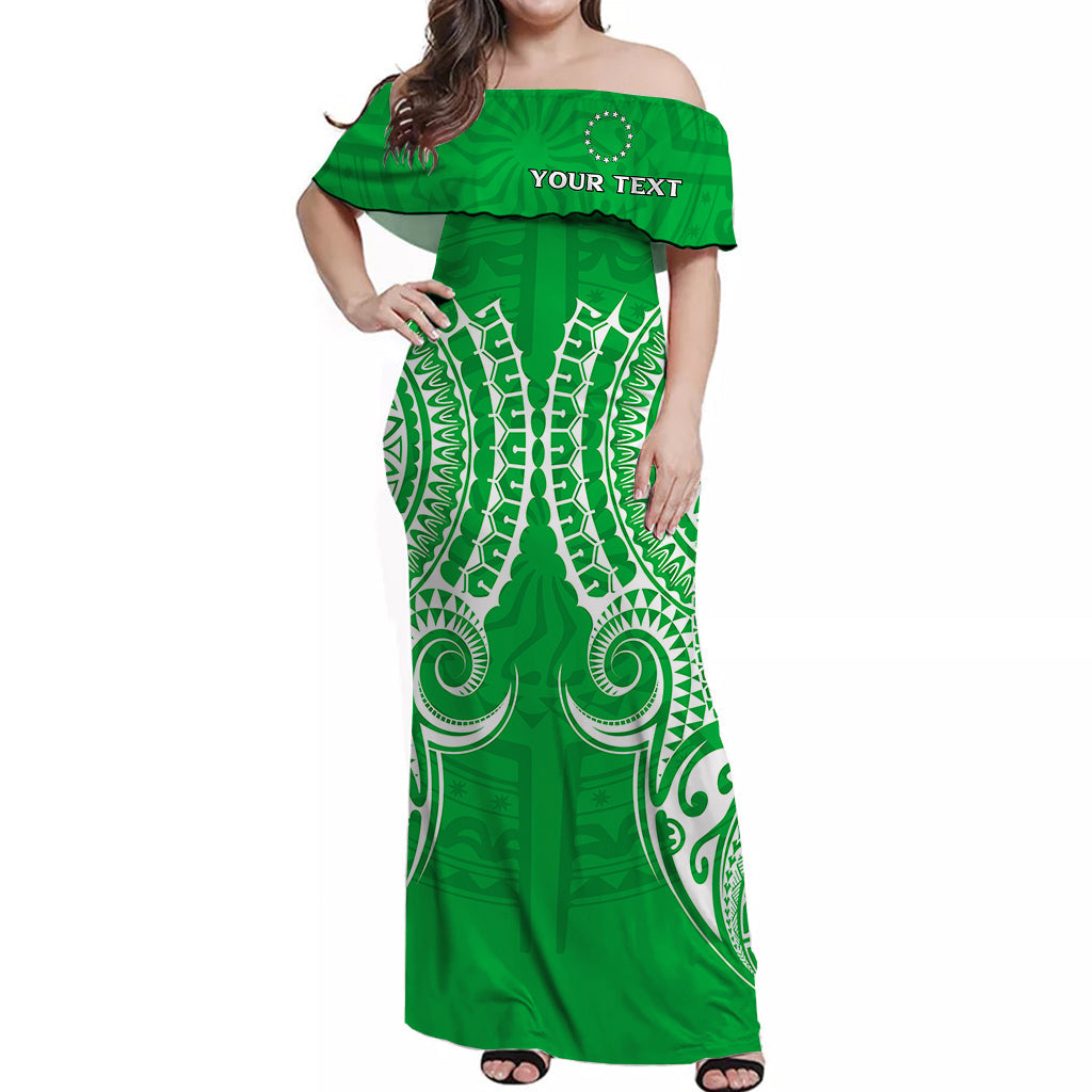 Custom Personalised Cook Islands Rarotonga Off Shoulder Long Dress Tribal Pattern