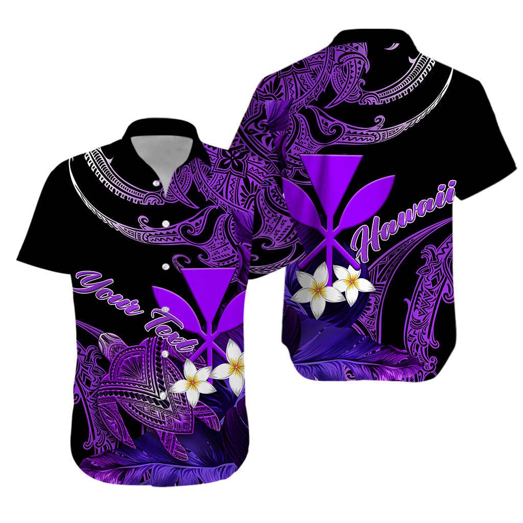 Custom Personalised Hawaii Turtle With Plumeria Leaf Purple Hawaiian Shirt -