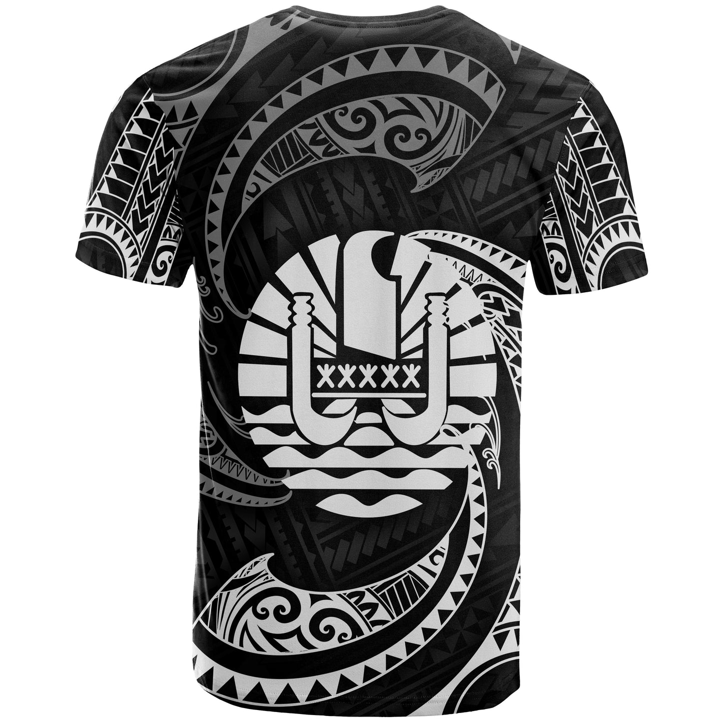 Tahiti Polynesian All Over T - Shirt - White Tribal Wave