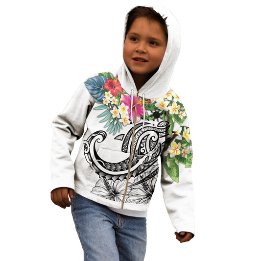 The Philippines Zip Up Hoodie Summer Plumeria White