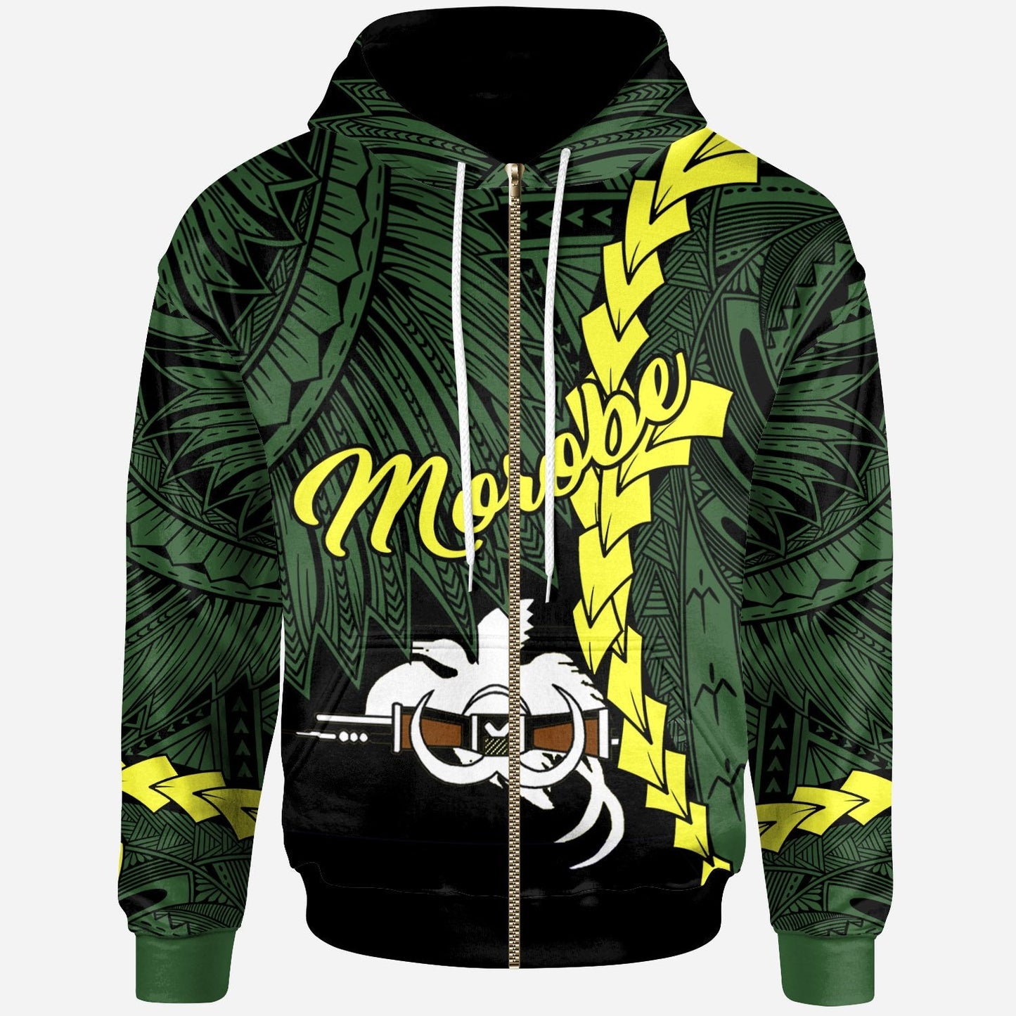 Papua New Guinea Morobe Province Polynesian Zip Hoodie Tribal Wave Tattoo