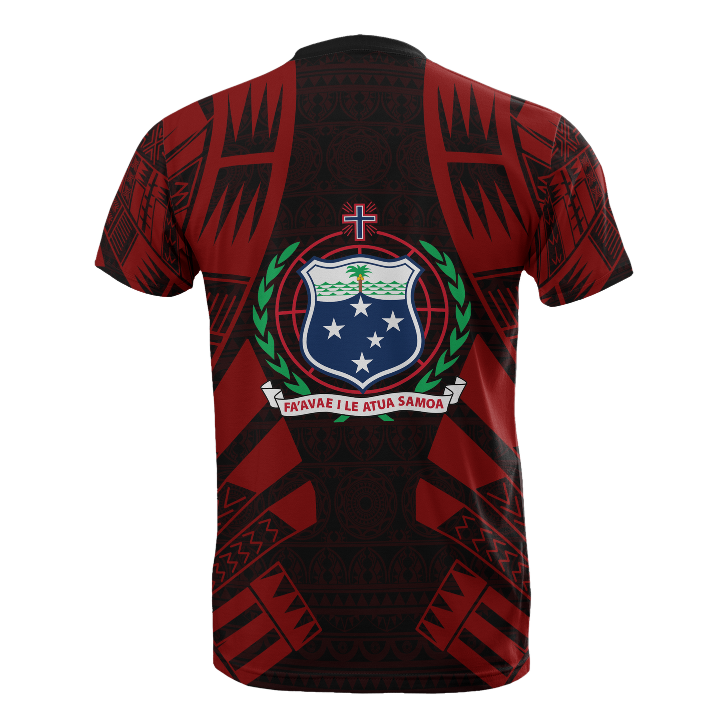 Samoa T - Shirt - Samoa Coat Of Arms Polynesian Tattoo Red Style
