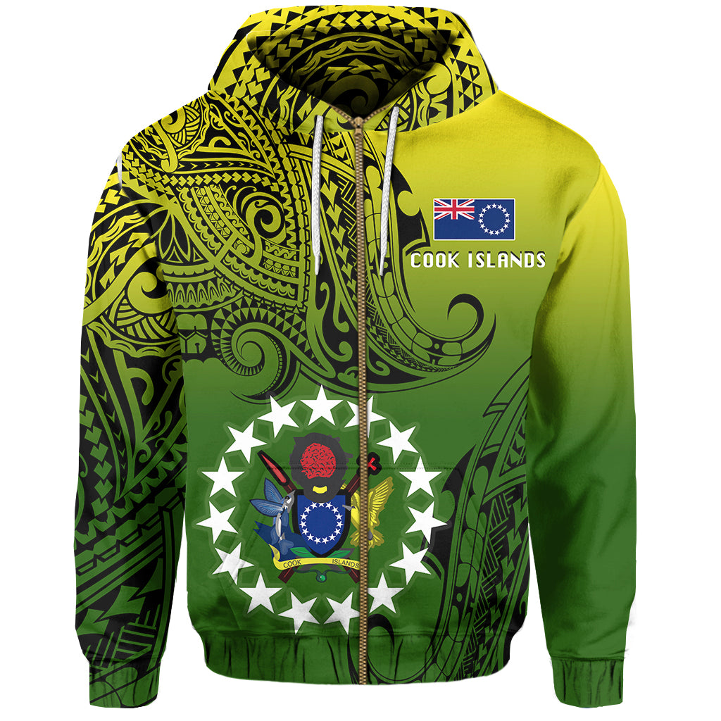 Cook Islands Patterns With Coat Of Arms Zip up Hoodie