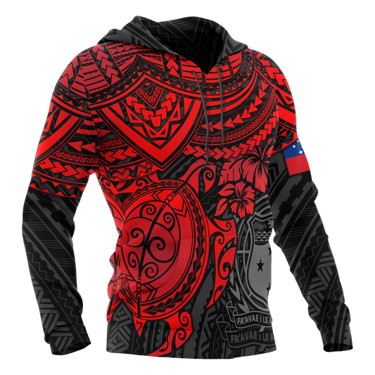 Samoa Polynesian Hoodie Red Turtle