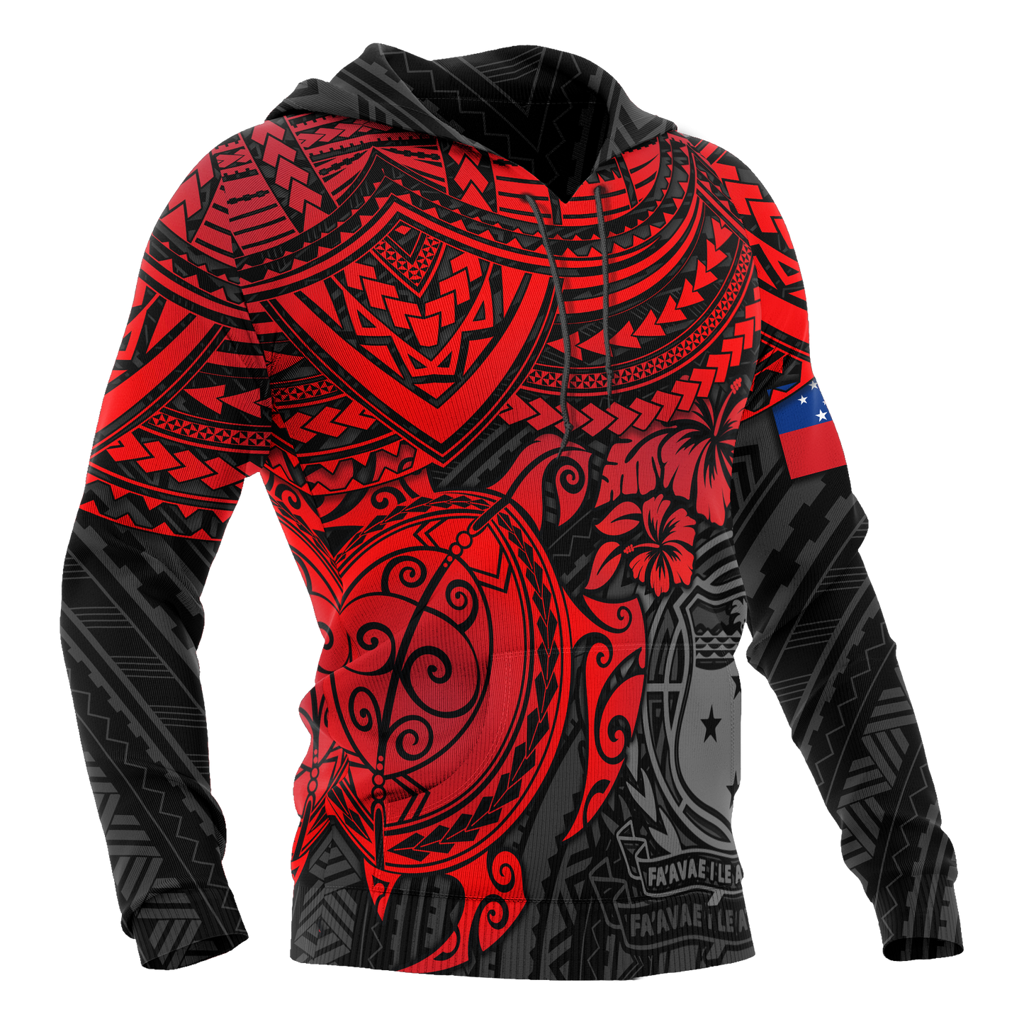 Samoa Polynesian Hoodie Red Turtle