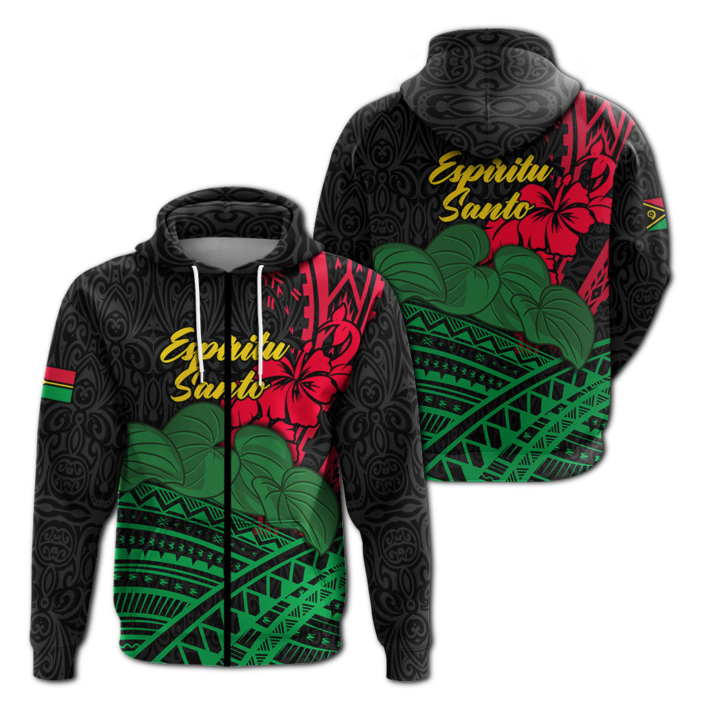 Vanuatu Espiritu Santo Zip Hoodie Kava With Hibiscus