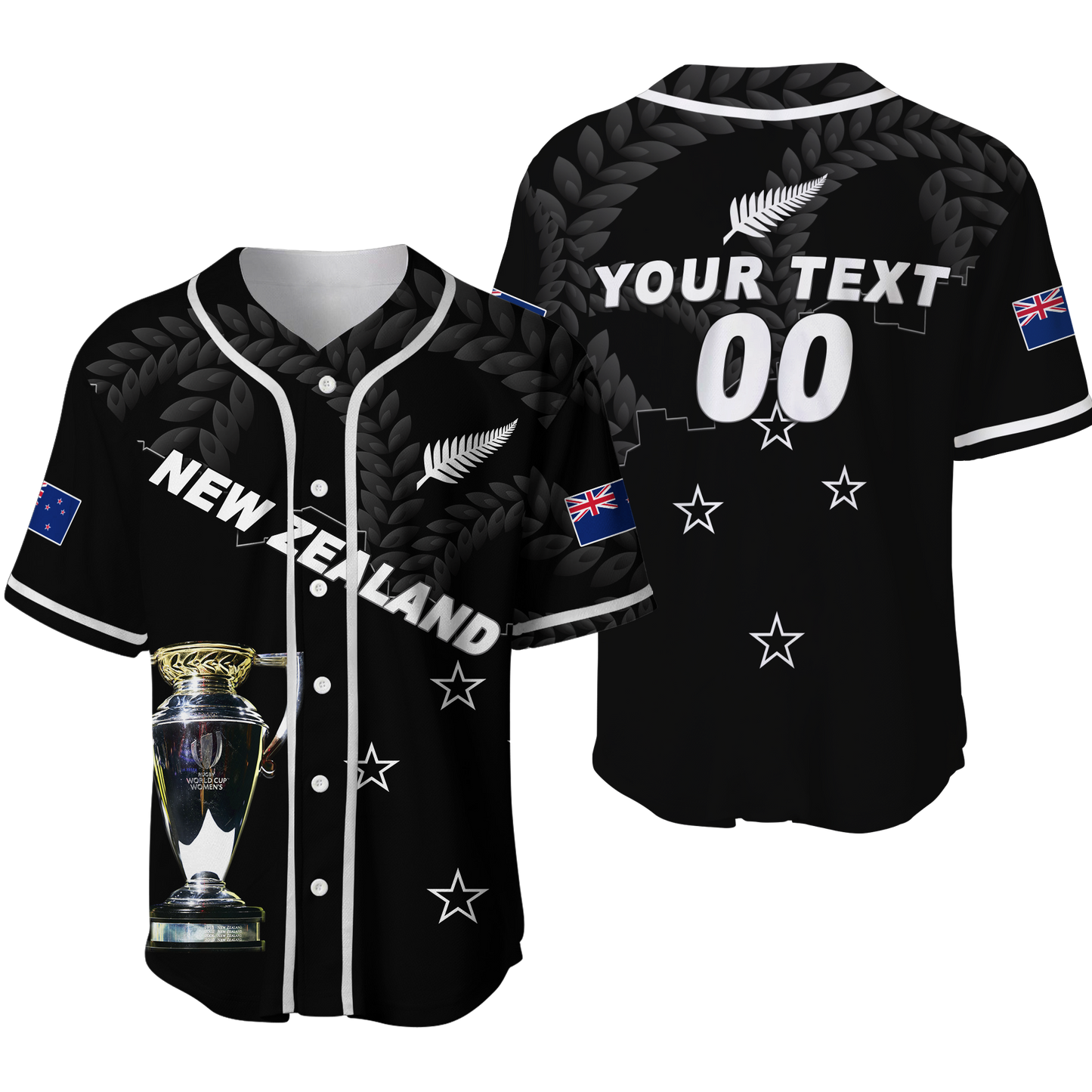 (Custom Personalised) New Zealand Champions Rugby 2022 Baseball Jersey