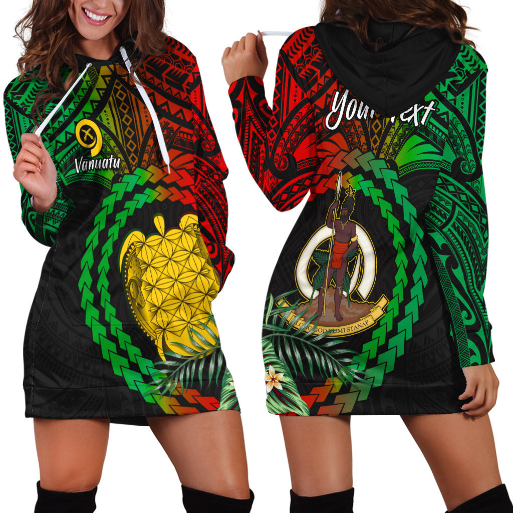 Custom Personalised Vanuatu Heart Polynesian Hoodie Dress Turtle Sand Drawings