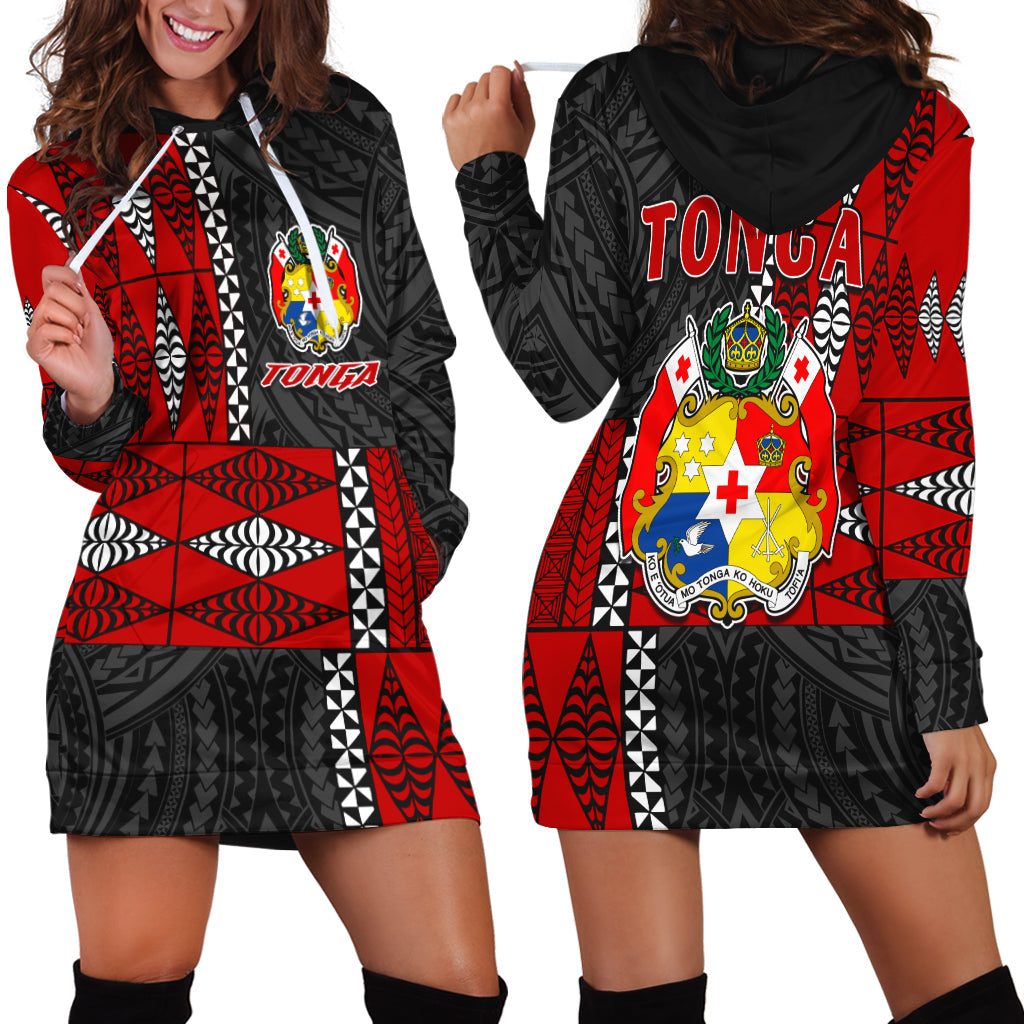 Tonga Hoodie Dress Tongan Pattern Mix Polynesian