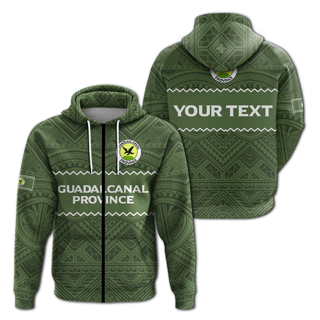 ( Personalised) Solomon Islands Guadalcanal Province Zip Hoodie Tribal Pattern