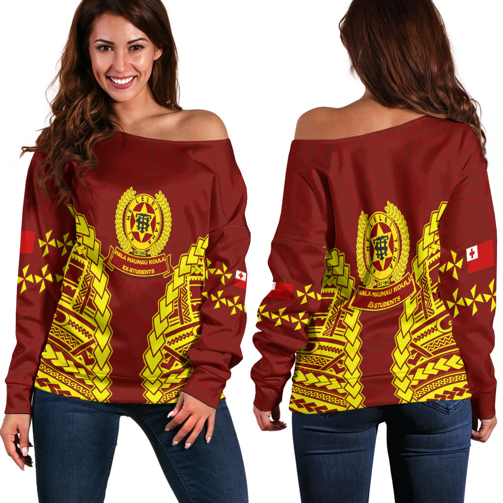 Tonga High School Off Shoulder Sweater (Red)