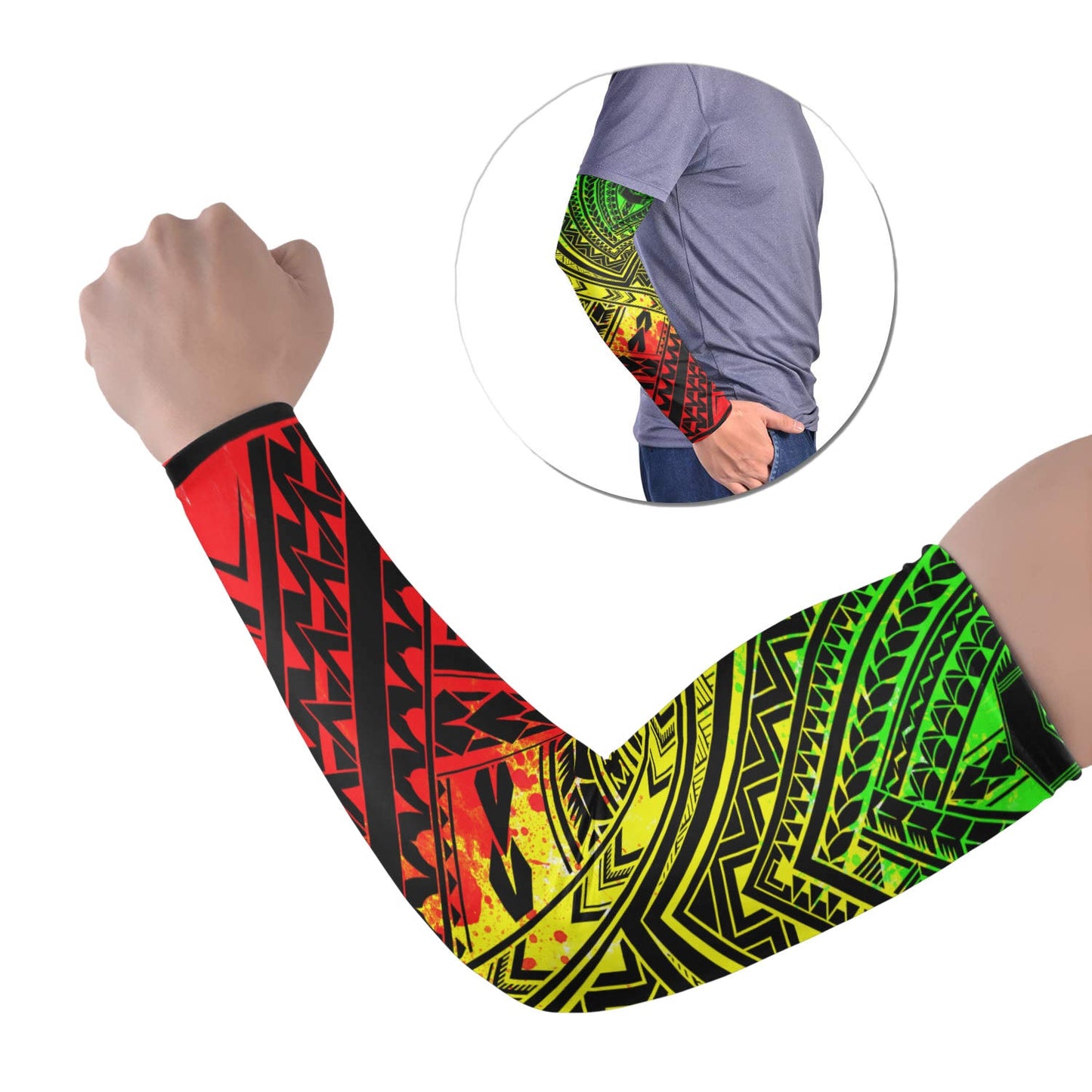 Polynesian Tribal Tattoo Arm Sleeve 43 (Set of Two) Colorful No.31