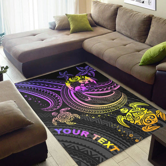 Tonga Custom Personalised Area Rug Pink Turtle