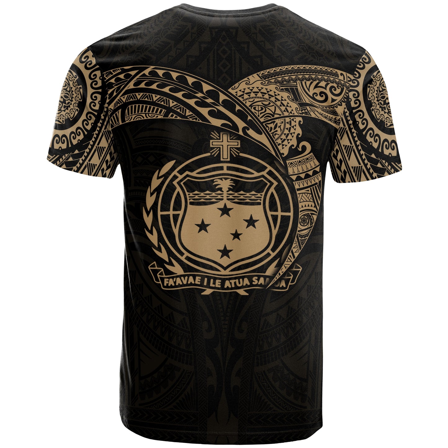 Samoa Polynesian T - Shirt - Gold Heart Shield