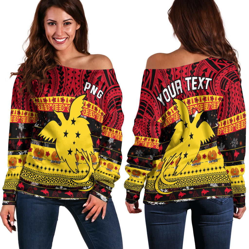(Custom Personalised) Papua New Guinea Christmas Off Shoulder Sweater Raggiana Loved